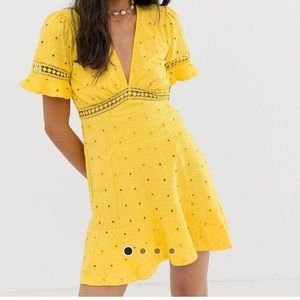 ASOS - Broderie Tea Dress with Woven Ladder Trim
